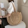 Летние круглые соломенные сумки для женщин, сумка на плечо из ротанга, дорожная тканая пляжная сумка ручной работы, женская сумка-тоут большой вместительности