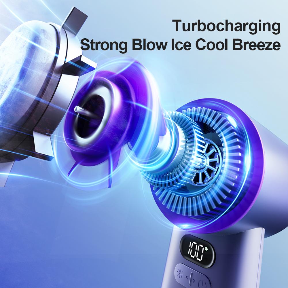 Refrigeration Ice Compress Handheld Small Fan 100 Gears Infinitely Adjustable Small USB Mini Desktop Bedroom Outdoor Ice Fan