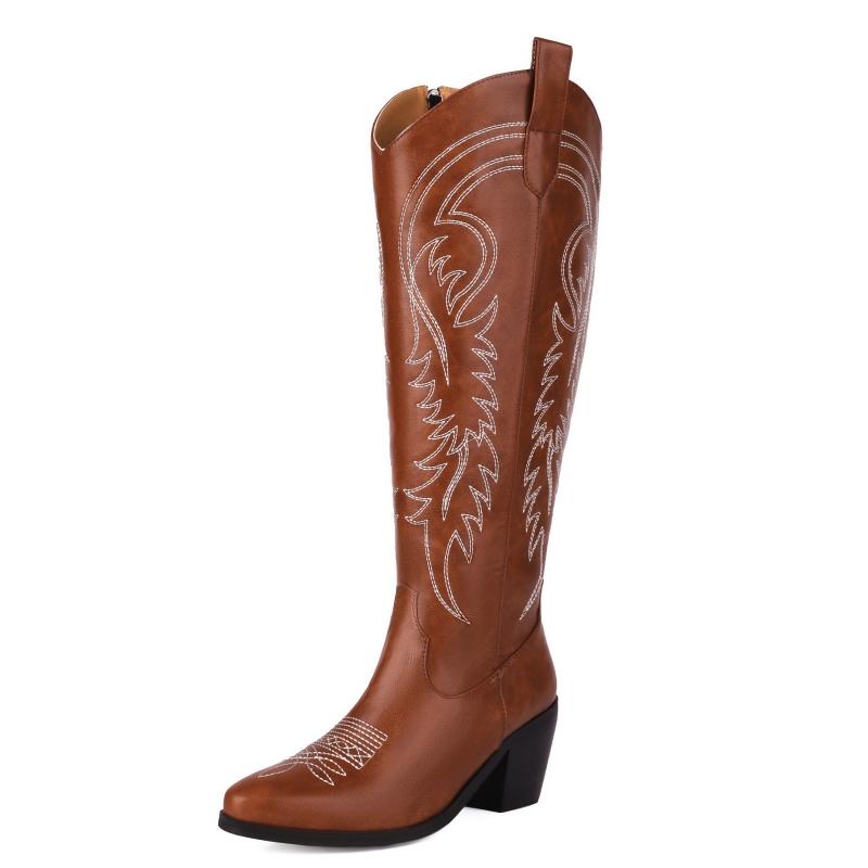 Ботильоны-чулки на танкетке Зимняя обувь 2025 Блочный каблук Вышивка Ковбойские сапоги для женщин Удобные ботильоны челси Женский бренд