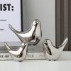 Скандинавская серебряная керамическая фигурка птицы, мини-статуэтка животного для декора гостиной, стола, свадебный подарок и современное украшение дома