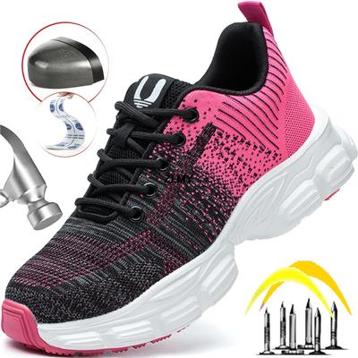 Модные дышащие женские защитные ботинки, противоударные, противопрокольные, кроссовки со стальным носком, женские рабочие ботинки для улицы, легкая рабочая обувь для женщин