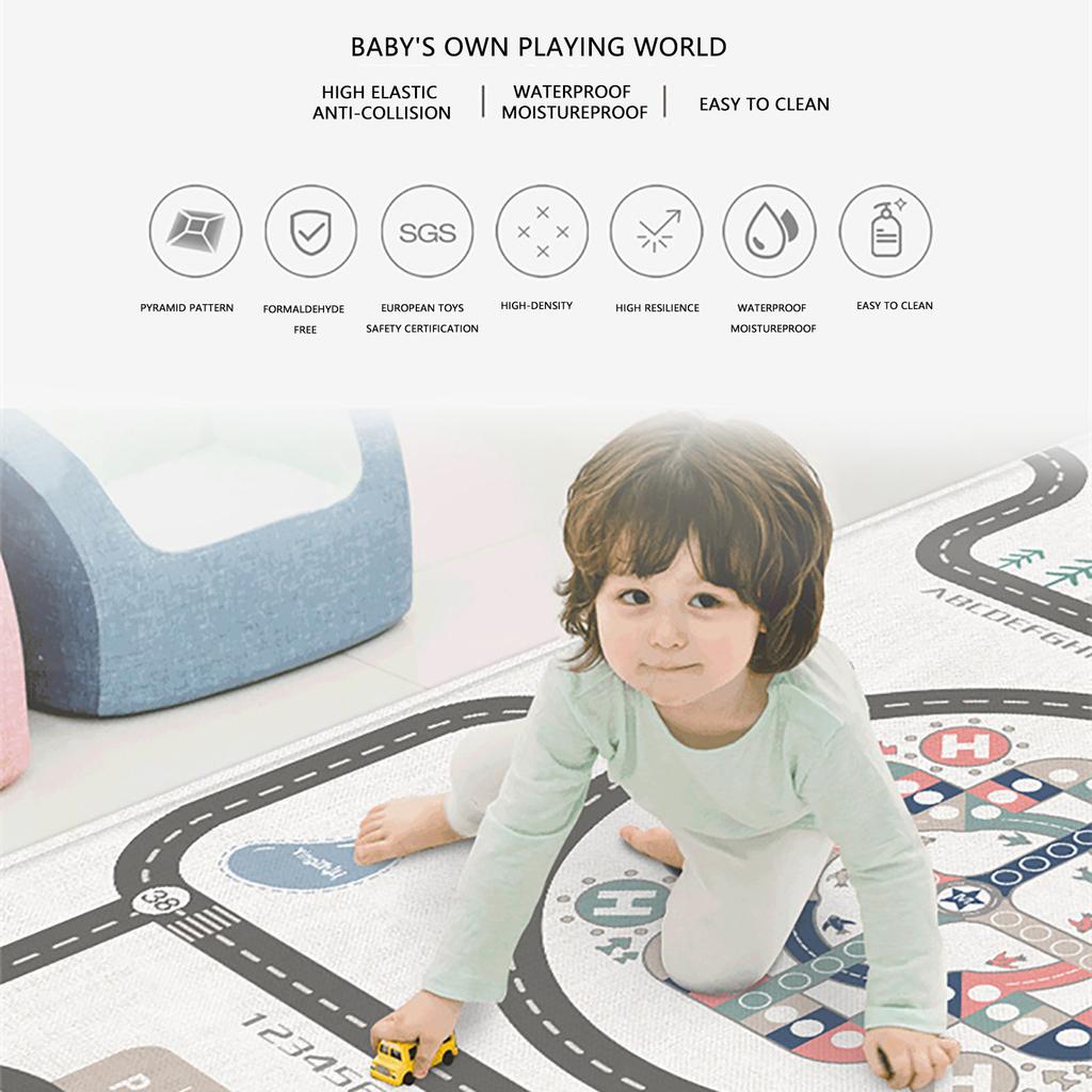 Kids Play Mat, Large Folding Playmat, Crawling Mat Reversible YogaMat