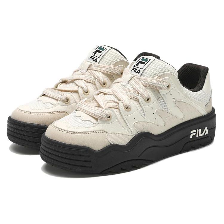 Fila Rosetta Colorful Fabric Synthetic Leather Comfortable Versatile Low-Top Casual Shoes Women Sneaker Black White F12W411204FGA