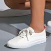Lady Classic Round Toe White Canvas Shoes for Student School Women  Comfort Street Lace Up Shoes Zapatos De Mujer