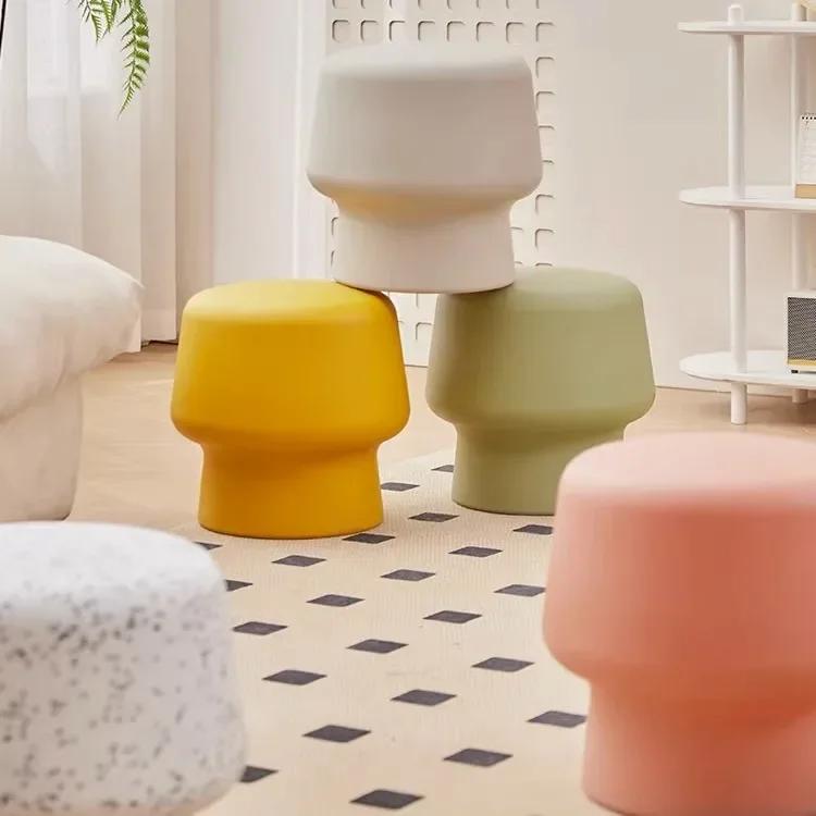 Nordic Simple Coffee Table Side Stool Small Balcony Modern Round Stools Household Durable Thick Ottomans Living Room Furniture