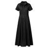 Women's Loose Long Dress  Shirt Collar Pocket Large Swing Skirt Casual Denim Dress