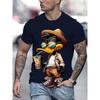 Fun Cartoon Duck Drinking Milk Tea 3D Printed Men's T-shirt Fashion Casual Round Neck Short Sleeved Sports Casual Men's Clothing