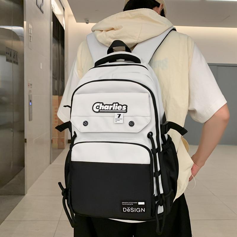 Школьный рюкзак с цветными блоками, мужской рюкзак, большой вместительный дорожный рюкзак для школьников для женщин