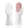 Magic Silicone Dishwashing Gloves with Soft Bristle Brush - Durable, Waterproof Kitchen Cleaning Gloves.
