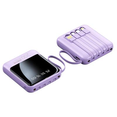 Мини-портативный power bank со встроенным кабелем
