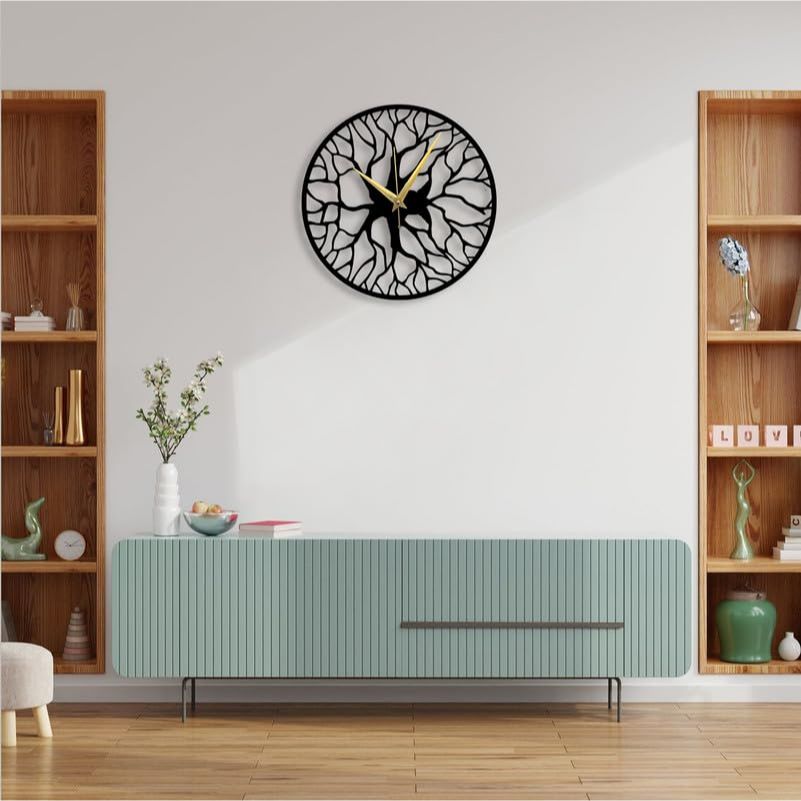 Металлические настенные часы для гостиной и домашнего декора - Стильные часы с цифрами - Большой размер и настенное украшение - Черные
