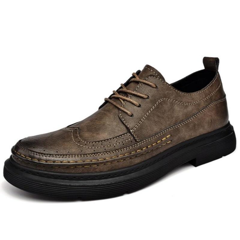Модные мужские повседневные туфли из натуральной кожи, роскошные мужские оксфорды, броги в британском стиле, мужская обувь на шнуровке для отдыха, большие размеры 38-46