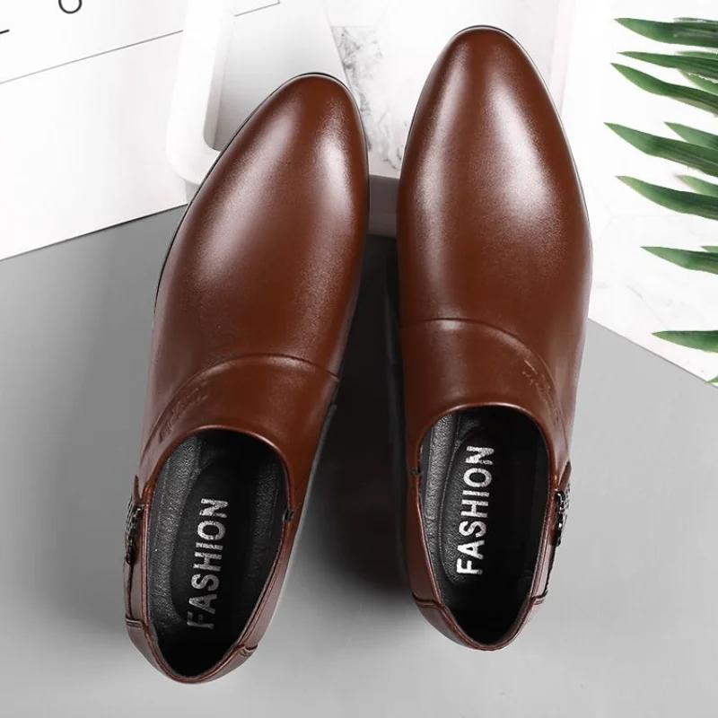 Модные мужские туфли с острым носком, деловая обувь весна-осень, мужская обувь, новая обувь 2024 года, стильный офис, дешевая распродажа, вечеринка