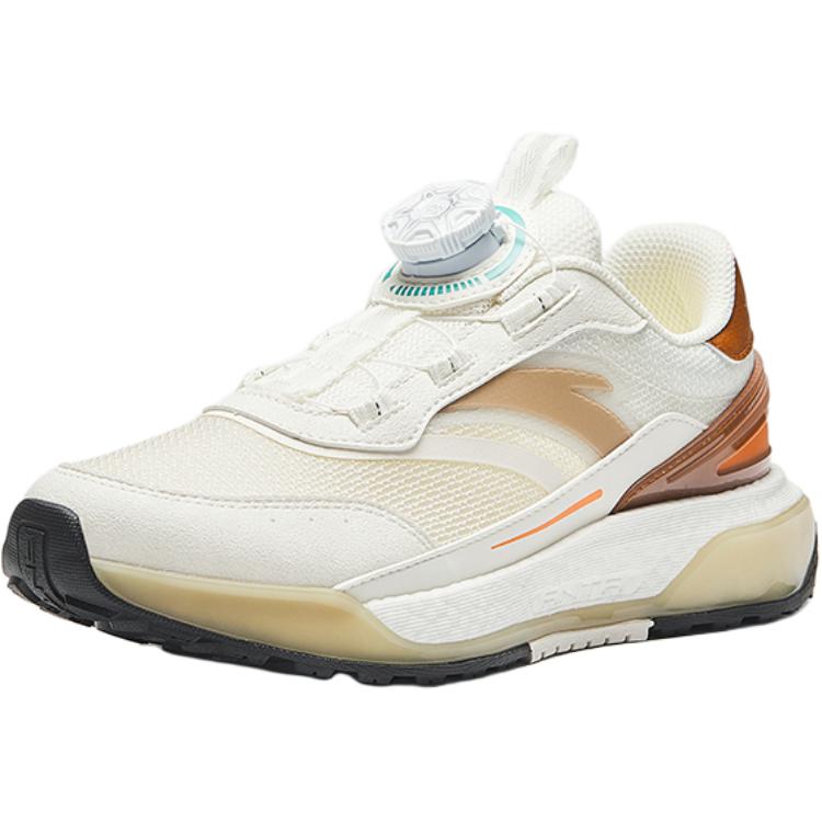 Anta Kids Mesh Fashion Comfortable Lightweight Shock Absorption Low Top Casual Shoes Men Casual Shoes White Beige Orange A12438875-1