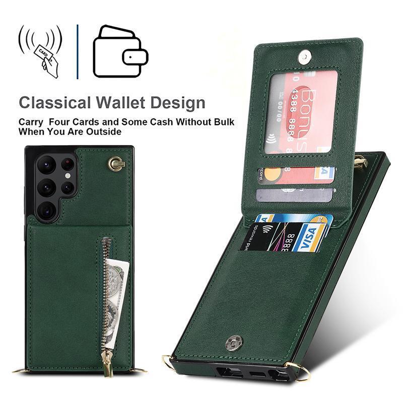 Fashion Zipper Card Bag Is Suitable for Samsung S22ultra Mobile Phone Case S21 + Insert Card S23 Anti-drop Note20.