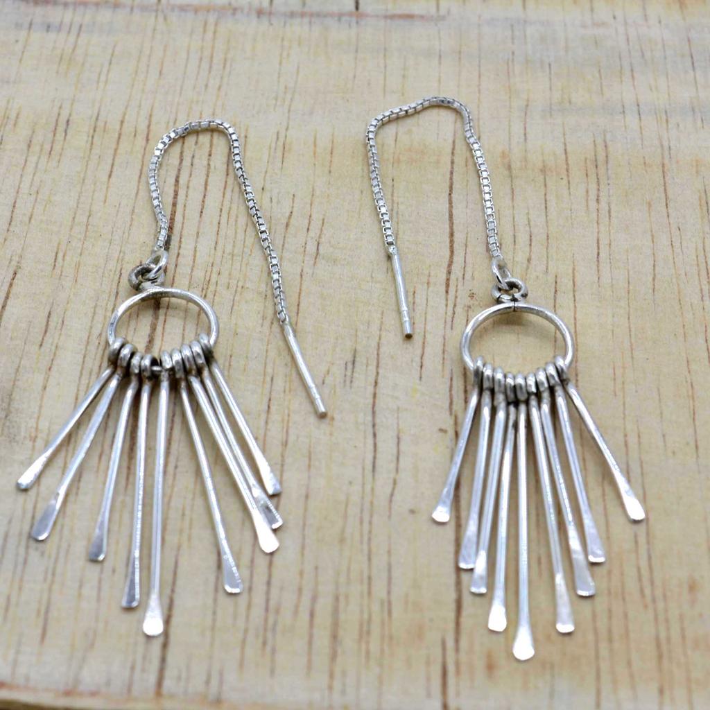 Женские серьги из серебра 925 пробы с кисточками, этнические серьги ручной работы с бахромой