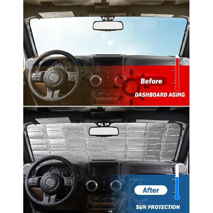 JOYTUTUS Улучшенная солнцезащитная шторка на лобовое стекло, совместимая с Wrangler JK JKU TJ 1997-2018, Складная шторка на лобовое стекло JK, Козырек от солнца, Блокирует УФ-лучи, США