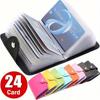 Business Card Holder Anti-Theft ID Credit Card Holder Fashion Women's 24 Cards Slim PU Leather Pocket Case Coin Purse Wallet for Women Card