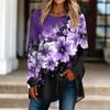 Women's Casual  Plus Size Long Sleeved Round Neck Printed T-shirt Top Pullover