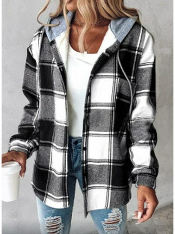 2024 Европейское и Американское Повседневное Женское Пальто в Крупную Клетку - Новый Осенне-Зимний Стиль