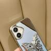 For iPhone 16 Case with Butterfly Kickstand, Strap TPU Acrylic Phone Back Cover Mirror Surface