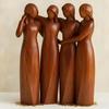 Фигурка Сестра Стоящая 2/3/4 Женщины Деревянная Скульптура Подарки Дружбы для Лучших Подруг Женщин Настольное Украшение для Гостиной Спальни Офисного Стола