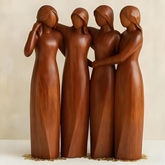 Фигурка Сестра Стоящая 2/3/4 Женщины Деревянная Скульптура Подарки Дружбы для Лучших Подруг Женщин Настольное Украшение для Гостиной Спальни Офисного Стола