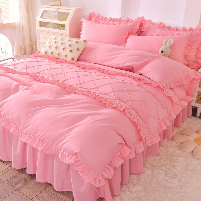 Кружевной постельный подзор из четырех частей, европейская атмосфера, простое одеяло, покрывало, простыня, постельное белье