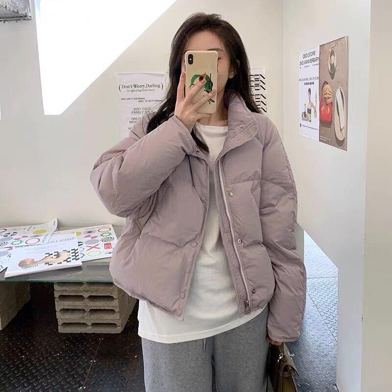 2024 Petite Korean Style Blue Women's Short Down Jacket - White Duck Down