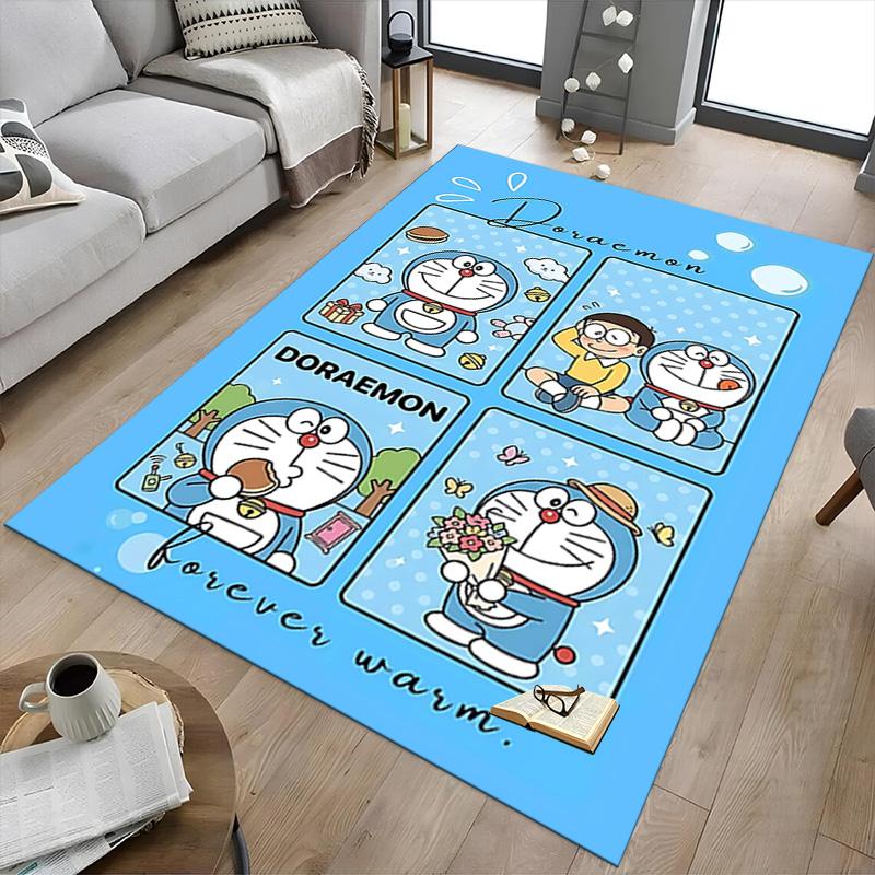 1pc Doraemon Friends Adventure Carpet for Playroom Bedroom Living Room Sofa Home Decor,kids Game Area Rug Non-slip Floor Mat Y7284