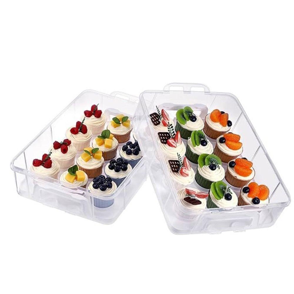 Rectangle Cupcake Carrier Transparent Cupcake Containers Bakery Tool Cupcake Storage Box Picnic