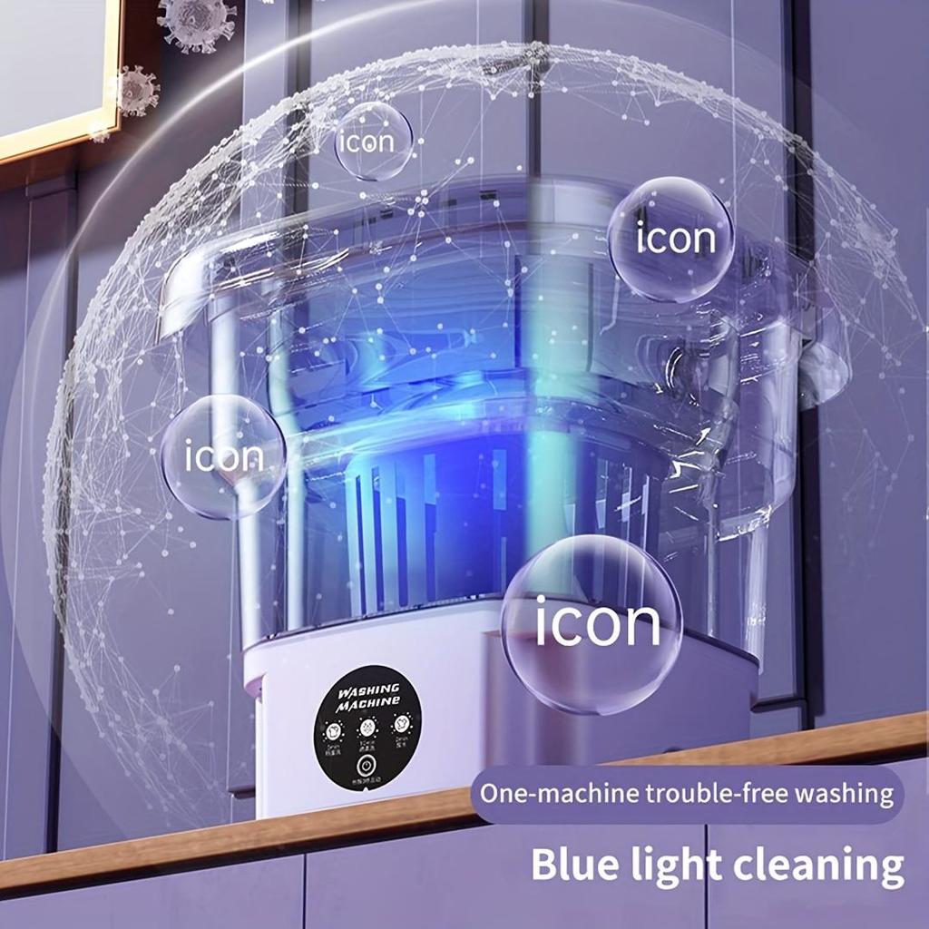 Portable Washing Machine, Mini Washing Machine, 8L, Wash And Dry Dual Purpose (2 In 1), Upgraded Large Capacity, Foldable Washing Machine