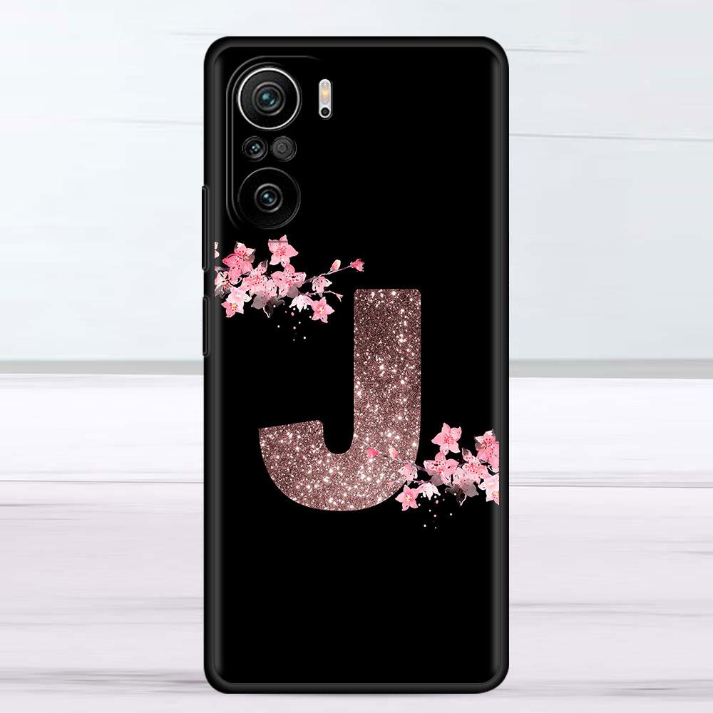 Цветочная буква розовый модный начальный чехол для Xiaomi Redmi Note 11 10 Pro 12 9S 9 8 9C 9A K40 10C 8T 9T силиконовый чехол для телефона