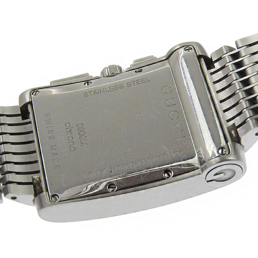 GUCCI G Metro Watches 8600M blackDial Stainless Steel Quartz Chronograph mens Used