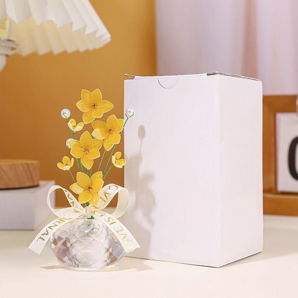Colorful Crystal Flower Decoration Creative Car Ornaments Mini Crystal Glass Flowers Table Decor