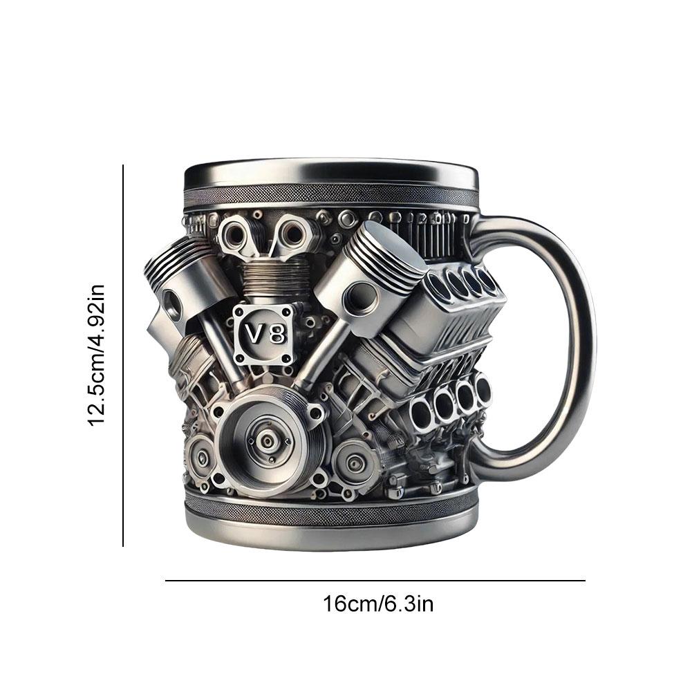 Engines Stainless Steel Cup Handmade Engines Coffee Cup For Car Enthusiasts Capacity Tea Mug For Home Or Office Unique 3D
