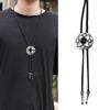 5Pcs Metal Flower Stone Cowboy Bolo Tie Western Faux Leather Rope Necktie Jewelry Shirt Collar Chain American Necklace
