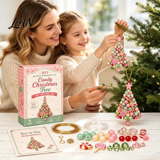 DIY Beading Projects for Teens Christmas Tree Beaded Ornament Kit, 3D Bead Craft Set, Seasonal Crafting Accessories Making Beginner Friendly