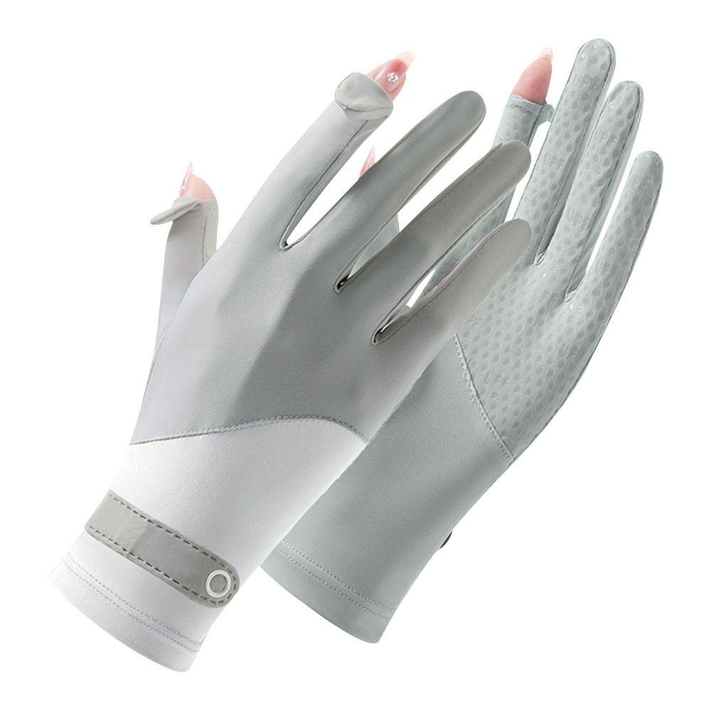 Модные летние перчатки-митенки из ледяного шелка с защитой от УФ-лучей, солнцезащитные перчатки, женские перчатки