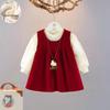 Autumn/Winter 2025 Girls' Fleece-Lined Dress Set: Trendy Party Outfit for One-Year-Olds