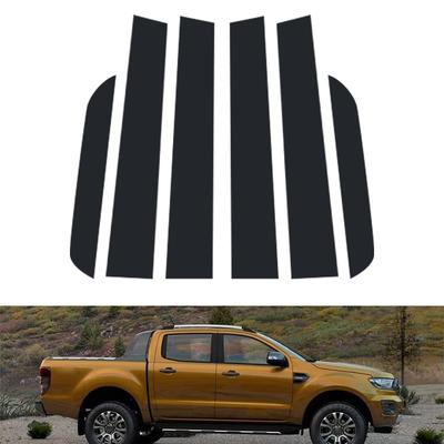 6 шт./комплект Подходит для Ford Ranger 2015-2022 Глянцевый черный Материал ПК Зеркальный эффект Накладка на центральную стойку кузова, стойку двери, стойку B, стойку C