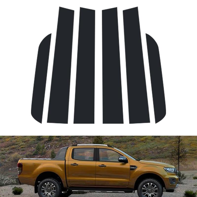 6 шт./комплект Подходит для Ford Ranger 2015-2022 Глянцевый черный Материал ПК Зеркальный эффект Накладка на центральную стойку кузова, стойку двери, стойку B, стойку C