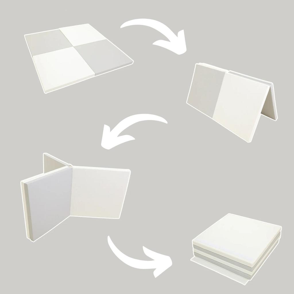 Gymnastic mattress Satellite 150x150x4 cm four-piece - white-grey