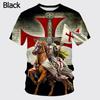 Summer Round Neck 3D Templar Knight Pattern Printed Top Fashionable Casual Short Sleeved Men's T-shirts