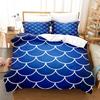 Laser Gradual Change Fish Scale 3D Digital Printing Three-Piece Set, Quilt Cover Pillowcase