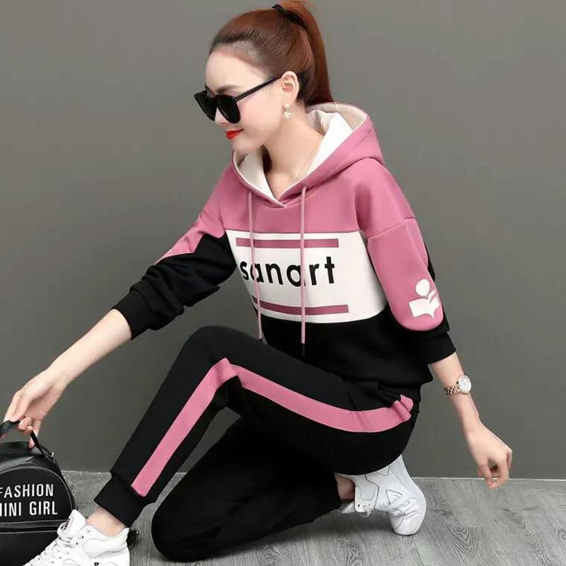 Casual Sports Suit Women's Loose Hooded Hoodie Sportswear Two-piece Suit Loose and Thin Hooded Hoodie Soft and Comfortable