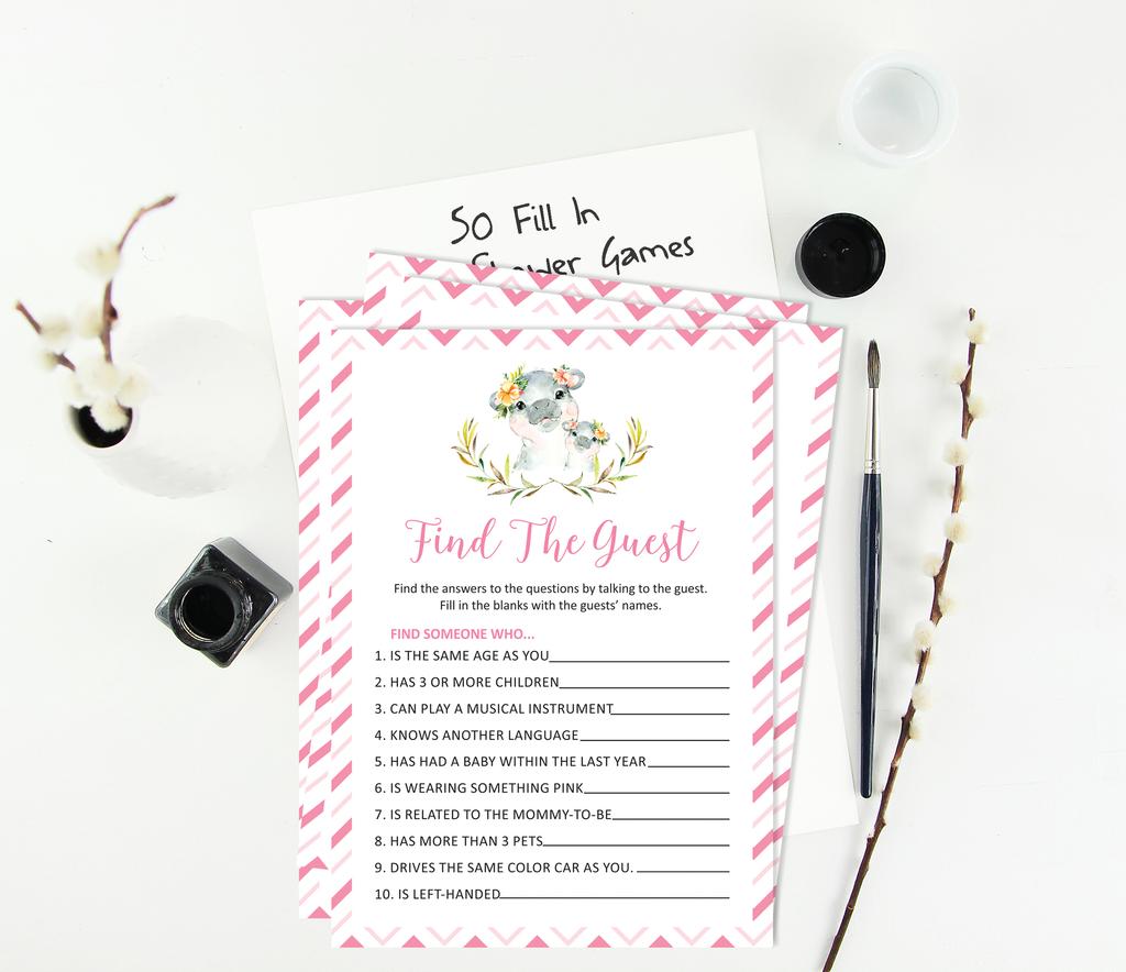 Inkdotpot Игровой набор Baby Shower из 50 игр BabyA AlphabetA ABCA Игра Бегемот Девочка Пол Нейтральная Вечеринка