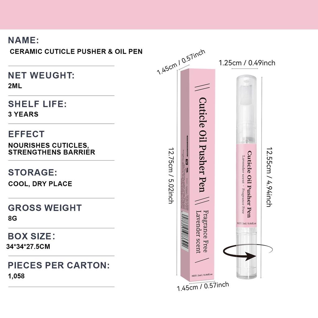 Cuticle Oil Pen 2ml, Nail Care Repair Nourishing Pen, Soften & Push Back Cuticles, Portable Nail Tool