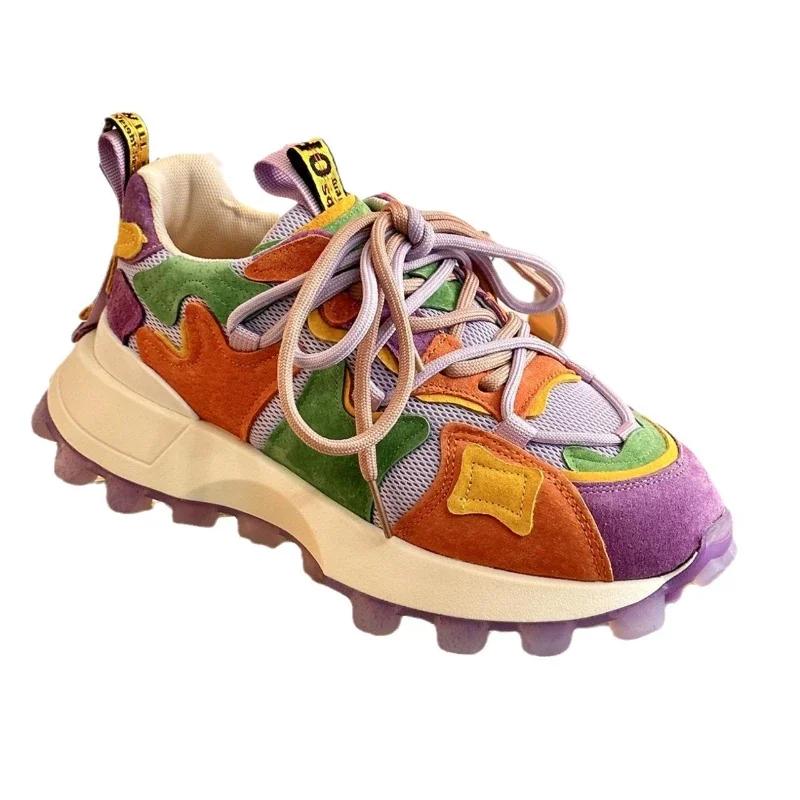 Women's Trendy Street Sports Shoes Four Seasons Fashion Personalized Versatile Thick Sole Waffle Casual Shoes Non-slip 2024