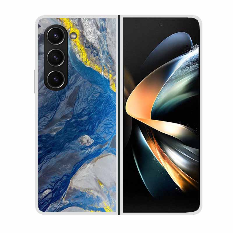For Samsung Galaxy Z Fold 5 ZFold5 Cases Marble Transparent Shockproof Protection Hard Back Cover For Samsung Z Fold 5 5G Cases